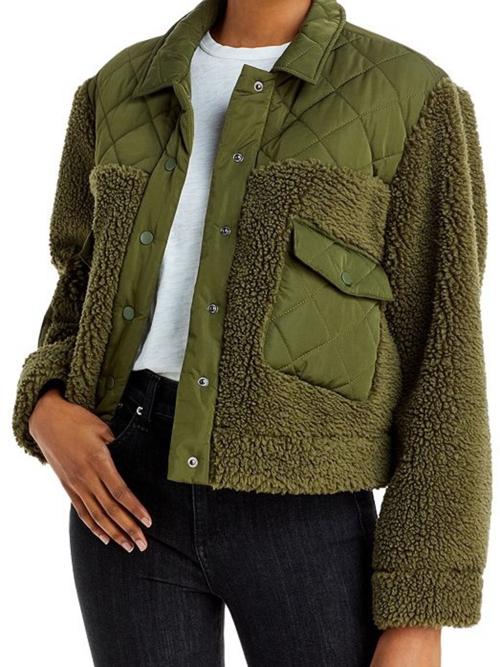 NWT Rails Peyton Quilted and Sherpa Jacket in Olive